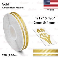 1/12″ & 1/6″ STRIPE Vehicles Twin Line TAPE Vinyl Sticker CARBON FIBER DARK GOLD