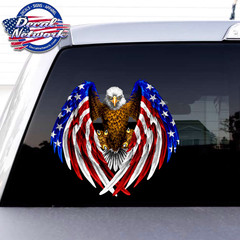 Patriotic American Flag Eagle Full Color Vinyl Decal 10″x 10″ vehicle window