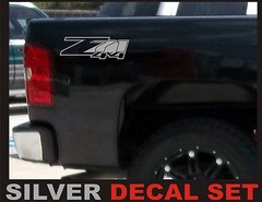 Z71 4×4 Truck Bed Decals, Silver Metallic (Set) for Chevrolet Silverado