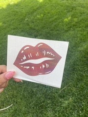 Kiss Mark / Lips Rose Gold Permanent Waterproof Vinyl Car Decal 3.7 x 2.5 in.