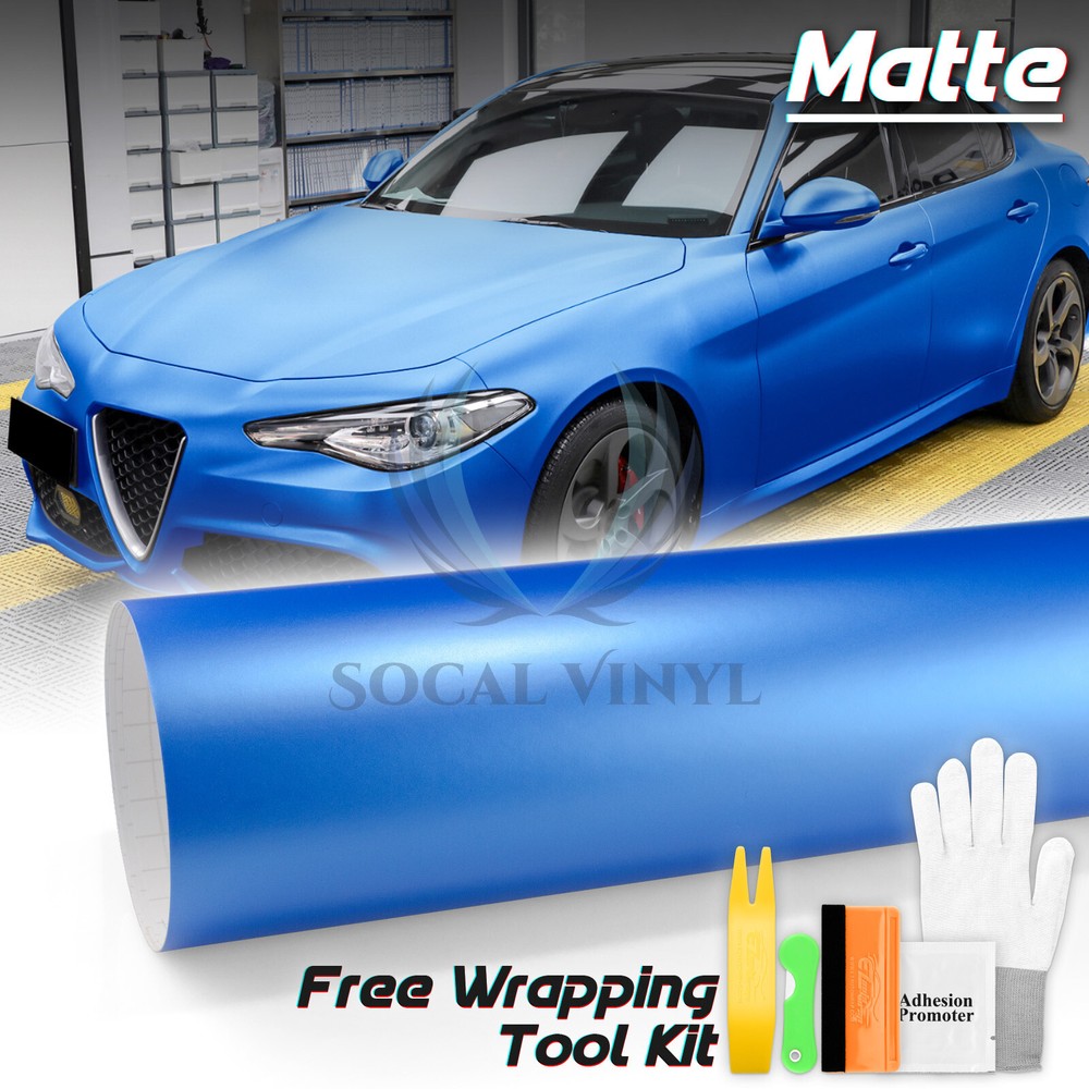 Matte Flat Metallic Blue Vinyl Car Wrap Sticker Decal Bubble Free Adhesive Film