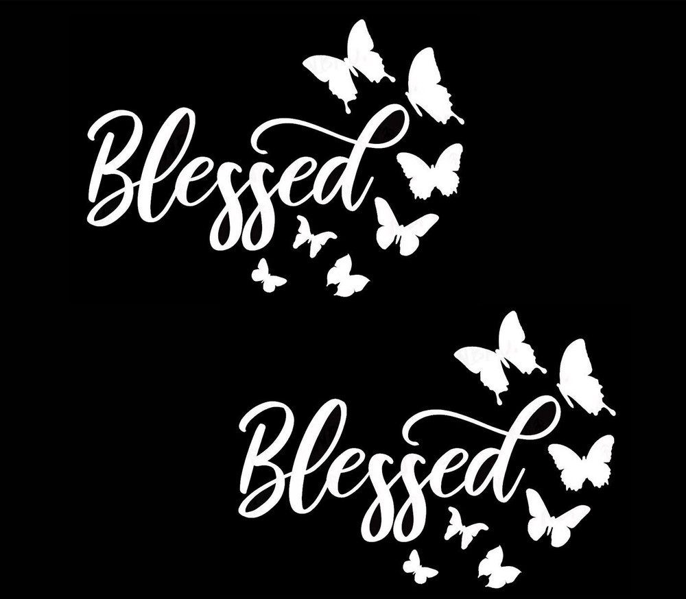 Blessed Butterflies Two 5″ White Vinyl Decals Car Windows Laptop Notebook