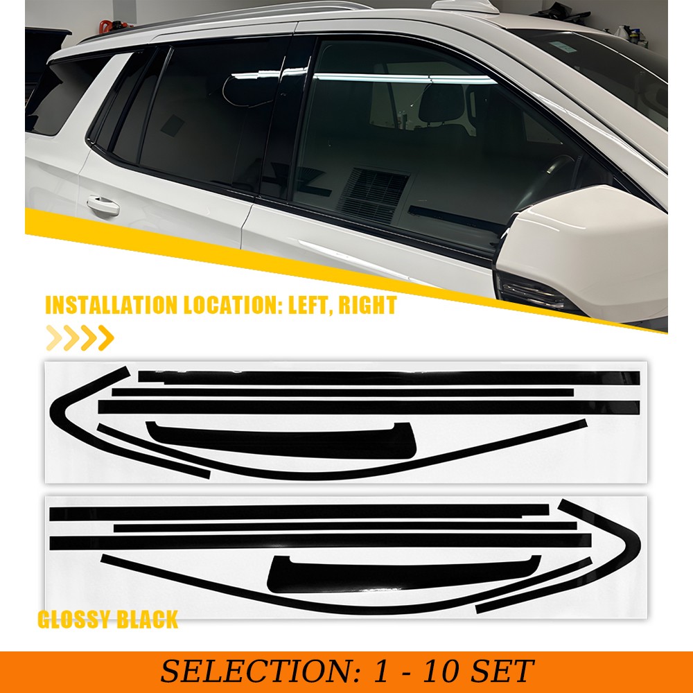 1-10Set Chrome Delete Blackout Window Overlay Gloss Black for Chevy Tahoe 15-20