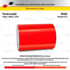 4″ Roll Vinyl Pinstriping Pin Stripe Tape Sticker 102mm FLUORESCENT RED-ORANGE