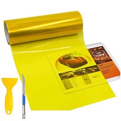 KOMAS 12” X 48” Tint Vinyl Film Sticker Sheet Roll X 48”, Glossy Yellow