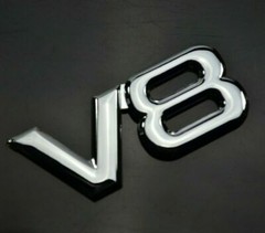 V8 3D Metal Badge Emblem Sticker Chrome Sports Racing Car Adhesive 7cm
