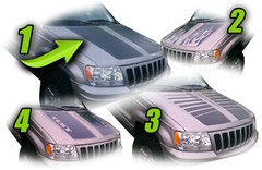 Vinyl Hood Racing Stripes Graphics FITS 1999-2004 Jeep Grand Cherokee WJ
