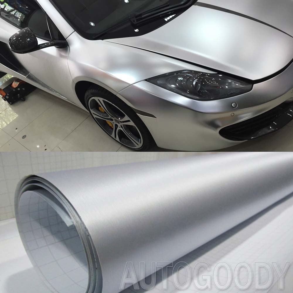 12″ x 60″ Silver Brushed Aluminum Vinyl Film Wrap Sticker Decal Air Bubble Free