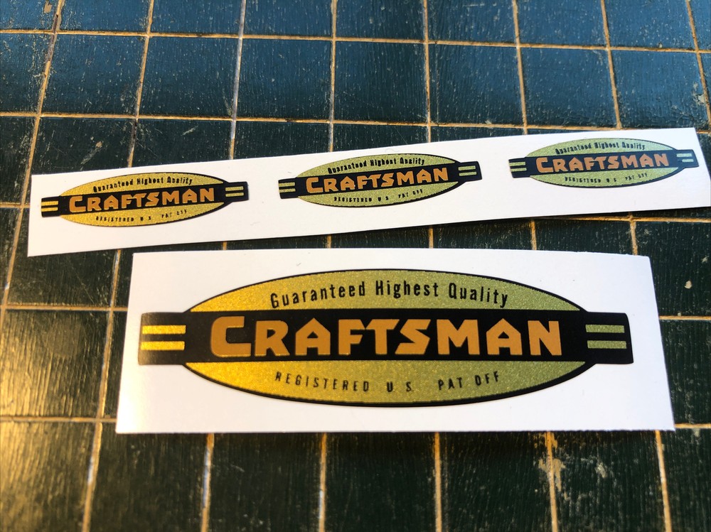 Craftsman Tools WW2 vintage 1945 decal early black gold Orange 1” & 2 1/4”Set 4