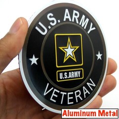 ALUMINUM US Army VETERAN Stickers Military Decals Motorcycle, Car Emblem 3.5″