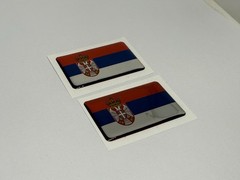 2 pcs of Serbia flag domed sticker 50×30 mm