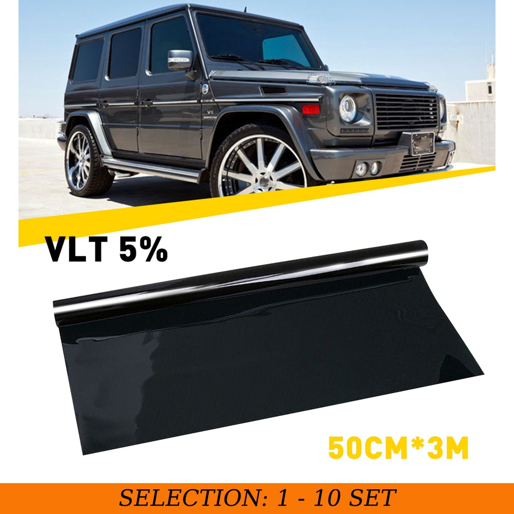 1-10X 5% VLT Car Window Tint 20″x10ft Roll Privacy Heat Reject UV Block w/ Tools