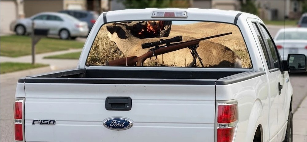 Hunting Design Truck Decal Back Window – Custom Design – perforated vinyl