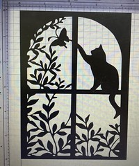 Cat And Butterfly In the Window 4×6″ Vinyl Sticker (More Colors Available)