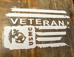 U.S. Marine Veteran American Flag Permanent Vinyl Decal Sticker Car Truck Window