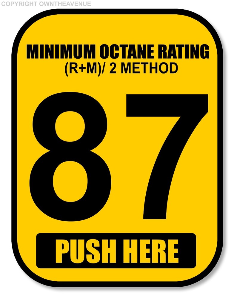 87 Octane Gas Pump Button Label Vinyl Sticker Gasoline Petrol Decal 2×2.5 Inch