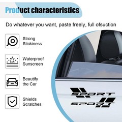 2PCS Car Sport Letter Logo Decal, Reflective Vinyl Decal Sticker 2PCS, Black
