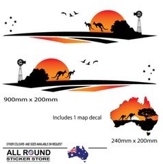 KANGAROO Vehicle Stripes Vehicle Boat RV Campervan Caravan Motorhome, windmill