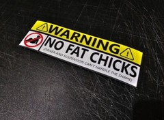 Warning No Fat Chicks Sticker Bumper Funny JDM Slammed Girl EVO STI CIVIC S15