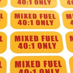 Mixed Fuel 40:1 Sticker Weather Proof Extreme Stick Commercial Grade Labels 24X