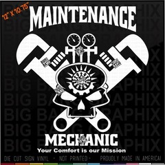 HVAC Maintenance Mechanic Business Owner Decal Sticker Badass Skull Advertising