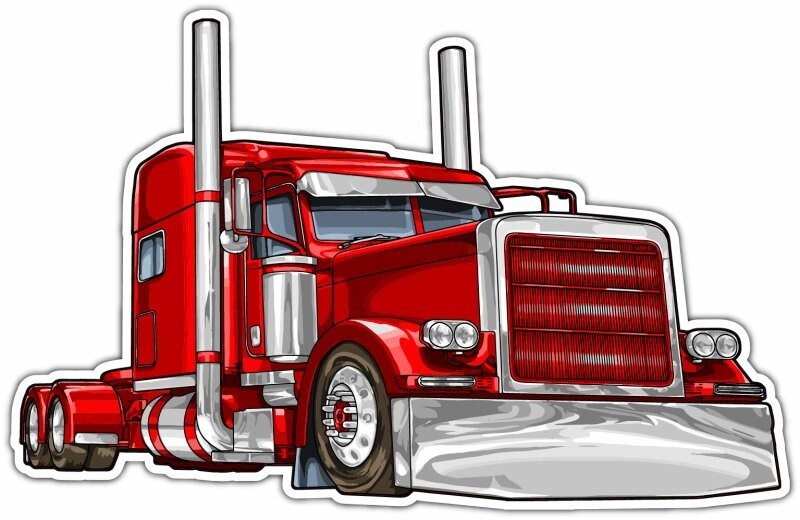 Semi Truck Red Trailer Freight Trucking Car Bumper Window Sticker Decal 5″X3.5″