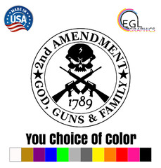 Guns god family gun owners decal window sticker political 2nd 1789 USA Nra