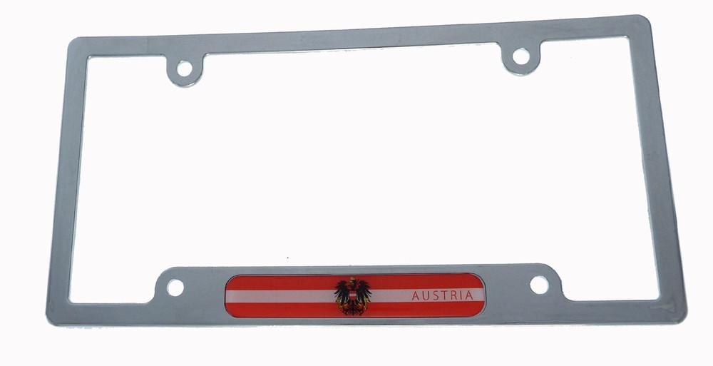 Austria Flag License Plate Frame plastic chrome plated tag holder cover CP08