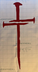 Nail Cross Permanent Vinyl Decal – Red – 4″ x 8″ – Indoor/Outdoor