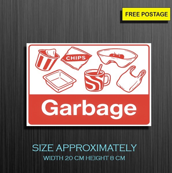 1X Garbage Sticker, Self adhesive waterproof vinyl sticker