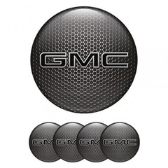 GMC Glossy Stickers 4pcs Decals Resin Badge Wheel Center Caps Logo Models Sizes