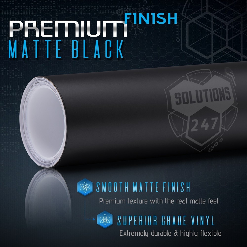 Matte Flat Black Vinyl Wrap Bubble Free Air Release – 60″ x 72″ In / 5FT x 6FT