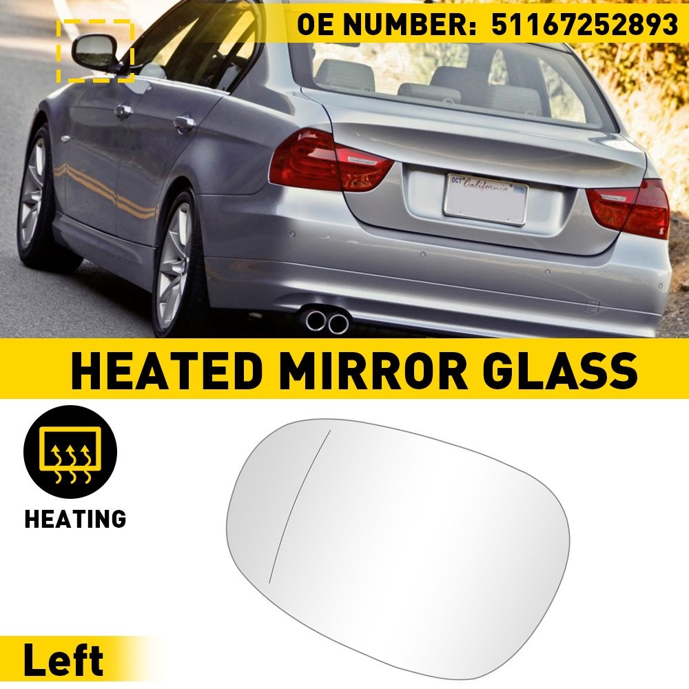 1/2Set 51167252893 Driver Side Mirror Glass Heated For BMW E81 E90 E91 E92 325i