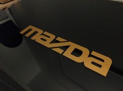 2 pack-Mazda logo Gloss Gold Metallic vinyl Decal Sticker 15.75″ x 2.75″