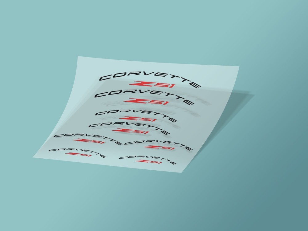 8pcs Corvette Z51 C8 Caliper Decal Stickers, Die-Cut Vinyl Decal Sticker