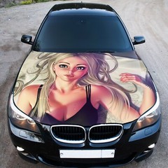 Girl Car Hood Wrap Decal Vinyl Sticker Full Color Graphic Fit AnyCar Sexy Blonde