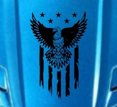 Eagle USA Flag Hood Door Vinyl Decal Racing Stripes (Fits Ford Mustang Cobra)