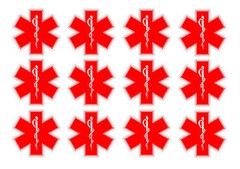 Star of Life EMT Sticker Decal Pack Lot Red 2″ First Aid Kit Medical Star #H7E