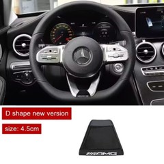 For AMG GLC C43 C350E Steering Wheel Emblem 3D Badge Squared Base Chrome Black