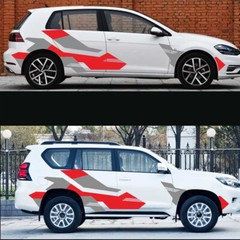 Red/Deep Grey Racing Sport Styling Vinyl Stickers For Car Body Side DIY Decor