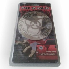 Zombie Outbreak – 3-3/4″ Round Emblem Decal – 3D badge – Stainless Steel