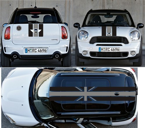 Union Jack Stripe Sticker Decal Kit Hood Trunk Roof For Mini Cooper R56 2007 -13