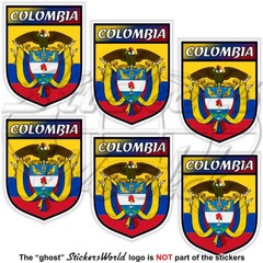 COLOMBIA Shield, Colombian Flag & National Emblem 40mm (1.6″) Stickers Decals x6