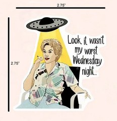 Funny SNL Abduction Skit – Diecut, Full Color Mini Vinly Decal Sticker 2.75″x2