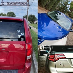 4 PCS 3D Sliver Dog Paw Car Decal Auto Bumper Window Laptops Decor Emblem Decal