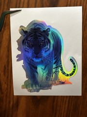 BLUE TIGER Multicolor LED Holographic Rainbow Metallic 3” Vinyl Decal Sticker