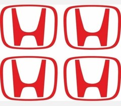 (4) Red Decal Wheel Center Caps For CIVIC ACCORD CRV Vtec Si Racing JDM