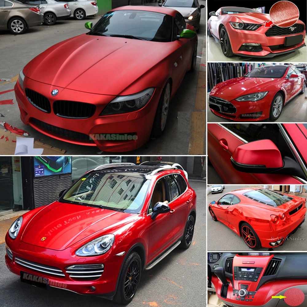 Red Brushed Satin Mirror Chrome Pearl Glossy Chameleon Car Vinyl Wrap Sticker US