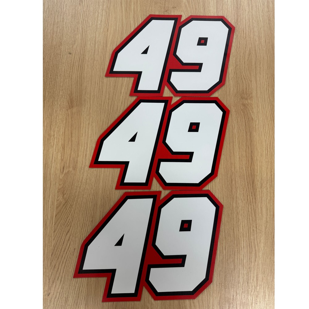 7″ Height Magnetic Racing Number 49 Magnet 3pcs Red Black White
