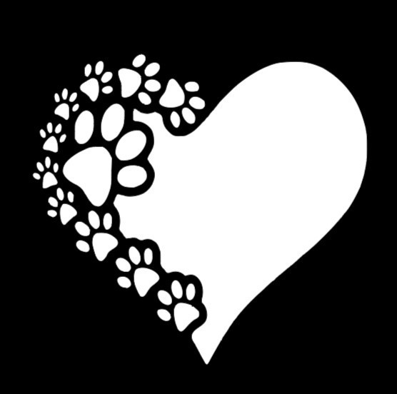 Pet Pawprints Heart Decal, Self Adhesive, Truck or car decal, Easy Apply